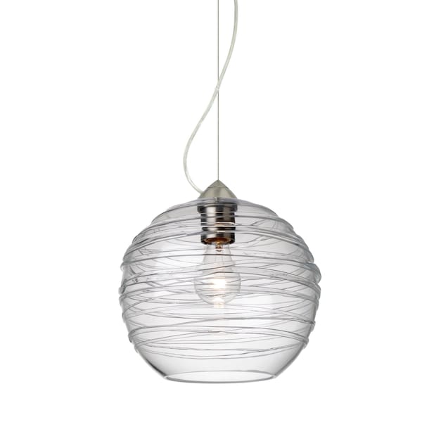 Besa Lighting Wave 10 Cord Pendant, Clear, Satin Nickel Finish, 1x60W Incandescent 1KX-462761-SN - main